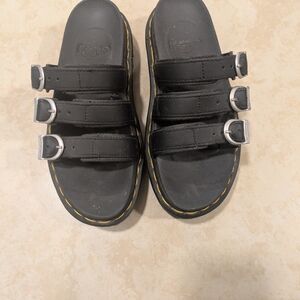 Dr. Martens Black Triple-Buckle Sandals